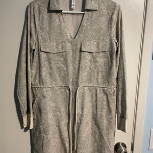 Athleta Gray Cream Shirt Dress